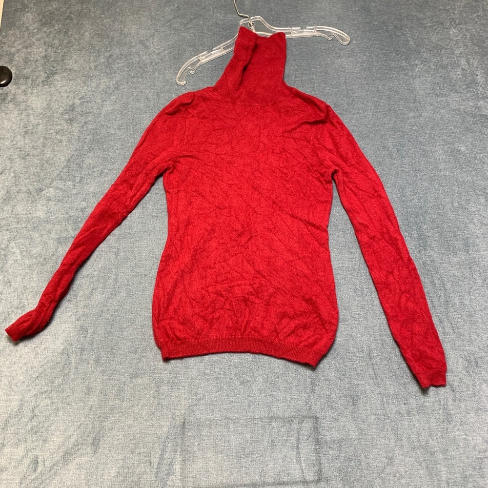 Cashmere Cashmere Sweater Womens Small Red Ribbed Knit Turtleneck Winter Warm